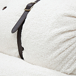 Двухместный диван без подлокотников белый с обивкой букле и ремешками из кожи Blaise Boucle Sofa варинант исполнения - 5 | Loft Concept в Ульяновске