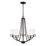 Люстра в цвете темная бронза с 5-ю белыми цилиндрическими плафонами Generation Lighting варинант исполнения - 2 | Loft Concept в Ульяновске