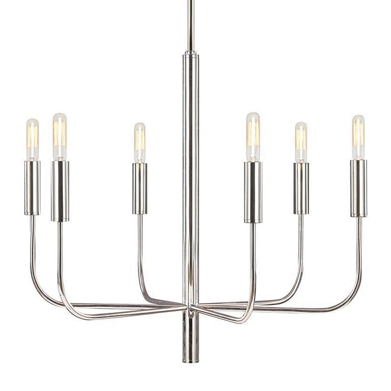 Люстра с 6-ю лампами Chandelier with Seamless Curve Латунь Серебряный в Ульяновске | Loft Concept 