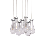 Люстра с 7-ю прозрачными плафонами из стекла в форме капли на круглом потолочном основании цвета хром Lucid Rain  варинант исполнения - 1 | Loft Concept в Ульяновске