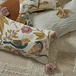 Чехол на подушку с кисточками и вышивкой птиц Ethnic mix Birds Rect варинант исполнения - 6 | Loft Concept в Ульяновске