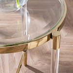 Золотой приставной столик с круглой стеклянной столешницей Weightless Table варинант исполнения - 7 | Loft Concept в Ульяновске