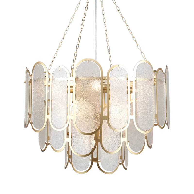 Люстра с многослойным эффектом из овальных элементов из непрозрачного стекла Conformation Латунь в Ульяновске | Loft Concept 