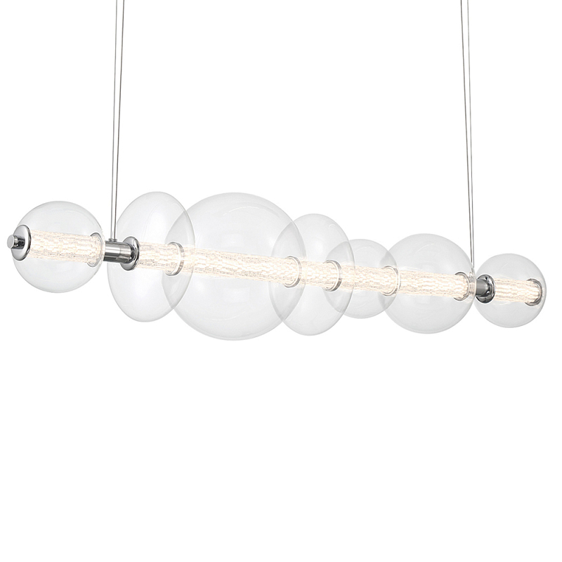 Подвесной светильник линейный с прозрачными стеклянными шарами разного диаметра Eurofase Прозрачное Стекло Золотой Хром в Ульяновске | Loft Concept 