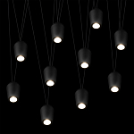 Подвесной светильник черными плафонами на длинных пересекающихся тросах Construction варинант исполнения - 10 | Loft Concept в Ульяновске