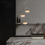 Подвесной светильник с плафоном в виде эллипса из белого алебастра Cryptocrystalline Stone варинант исполнения - 6 | Loft Concept в Ульяновске