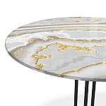 Стол журнальный с круглой столешницей из стекла Gray and Gold Marble варинант исполнения - 3 | Loft Concept в Ульяновске