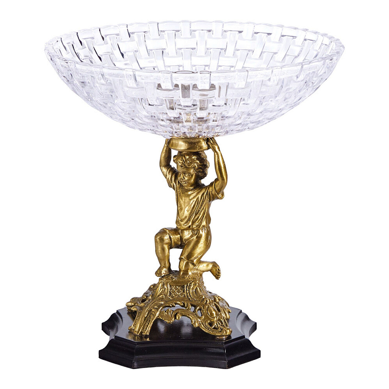 Чаша для фруктов с подножием в виде ангела Eden Garden Бронза Прозрачный в Ульяновске | Loft Concept 