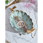 Чаша из голубого фарфора на бронзовых ножках с рисунком цветов и фигурками стрекоз Blue Garden варинант исполнения - 4 | Loft Concept в Ульяновске