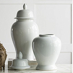 Ваза белая с крышкой однотонная Chinoiserie Ceramics варинант исполнения - 3 | Loft Concept в Ульяновске