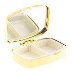 Таблетница карманная прямоугольная с 2-мя отделениями с зеркалом и накладкой из натурального камня Малахит Gold Stone Pillboxes варинант исполнения - 2 | Loft Concept в Ульяновске