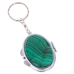 Зеркало брелок карманное двухстороннее из натурального камня Малахит Stone Mirrors варинант исполнения - 1 | Loft Concept в Ульяновске