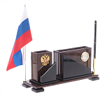 Настольный письменный набор с часами из природного камня обсидиана For the Deputy варинант исполнения - 2 | Loft Concept в Ульяновске