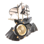 Часы настольные в виде парусника из натурального камня Обсидиан Sailboat Stone Clock варинант исполнения - 5 | Loft Concept в Ульяновске