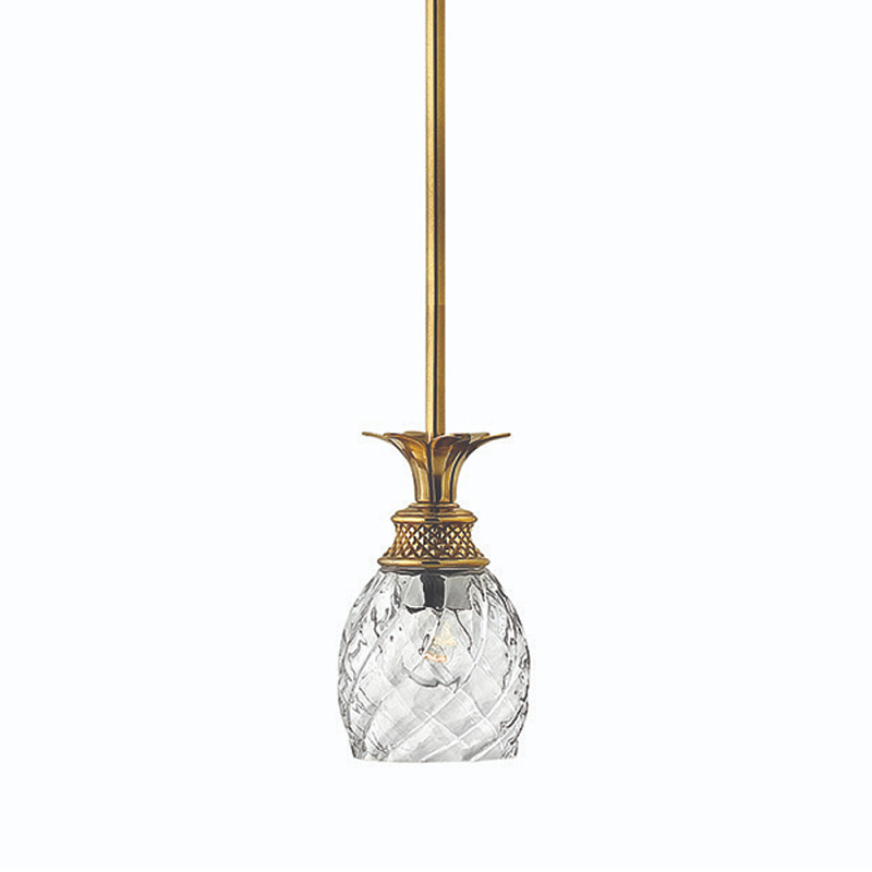 Подвесной светильник цвета латунь с прозрачнымплафоном в форме ананаса Hinkley Латунь Прозрачное Стекло в Ульяновске | Loft Concept 