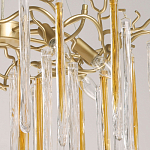 Люстра подвесная золотого цвета с разветвленными ветвями и прозрачными стеклянными подвесками Droplet Chandelier варинант исполнения - 4 | Loft Concept в Ульяновске