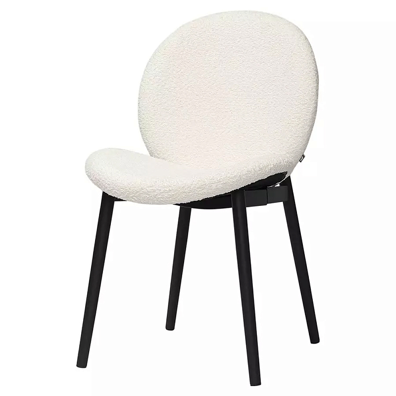 Стул мягкий с буклированной обивкой Chair with Boucle Upholstery Молочный Светло-серый Стул мягкий с буклированной обивкой Chair with Boucle Upholstery Молочный Светло-серый в Ульяновске | Loft Concept