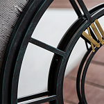 Зеркало настенное в чёрной металлической раме в виде часов Mirror Tower Clock варинант исполнения - 2 | Loft Concept в Ульяновске