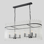 Люстра подвесная овальная со стеклянными прозрачными трубками и металлическим каркасом черного цвета Nembus варинант исполнения - 2 | Loft Concept в Ульяновске