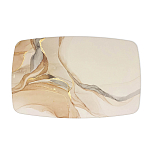 Обеденный стол с прямоугольной бежевой столешницей из стекла на 4-х деревянных ножках Beige Marble варинант исполнения - 2 | Loft Concept в Ульяновске