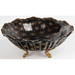 Блюдо черного цвета из фрафора на бронзовых ножках Eden Garden porcelain and bronze варинант исполнения - 1 | Loft Concept в Ульяновске