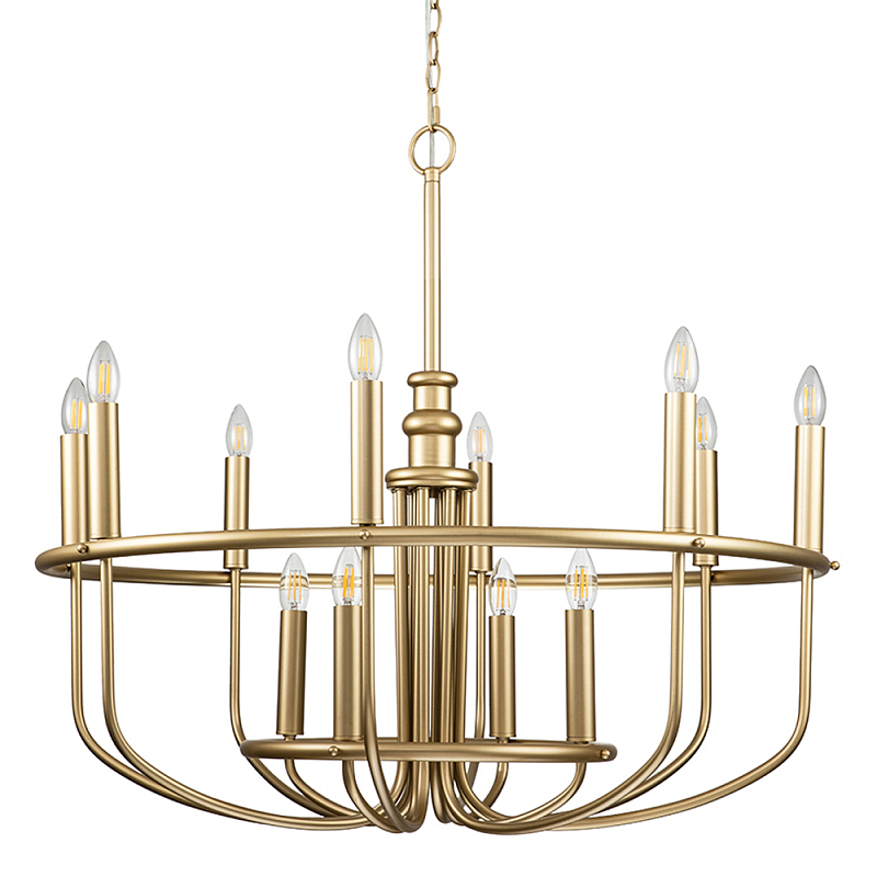  Люстра круглая двухъярусная цвета латунь с 12-ю лампами Kichler Латунь в Ульяновске | Loft Concept 