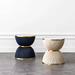 Дизайнерский журнальный стол фактурный с круглой белой столешницей Luler варинант исполнения - 2 | Loft Concept в Ульяновске