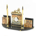 Настольный письменный набор из камня офиокальцит и бронзы с декором в виде льва Successful Leader варинант исполнения - 2 | Loft Concept в Ульяновске