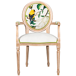 Стул с подлокотниками золотистый из бука с изображением птиц и цветов Blooming Birds 2 варинант исполнения - 1 | Loft Concept в Ульяновске