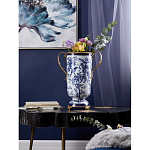 Ваза с бронзовыми ручками и синим цветочным узором Blue & White Ornament варинант исполнения - 8 | Loft Concept в Ульяновске