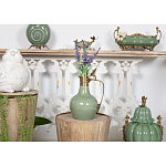 Кувшин зеленого цвета из фарфора с бронзовой крышкой и изогнутой ручкой Eden Garden porcelain and bronze варинант исполнения - 4 | Loft Concept в Ульяновске