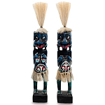 Комплект из 2-х деревянных статуэток Asmat Straw Headdress Statuettes Blue Red варинант исполнения - 1 | Loft Concept в Ульяновске