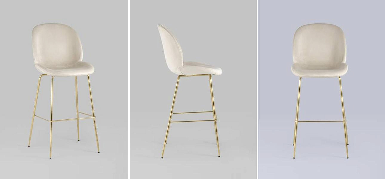 Барный Стул Молочный Велюр Vendramin Chair Барный Стул Молочный Велюр Vendramin Chair - Loft-Concept в Ульяновске