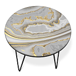 Стол журнальный c круглой столешницей из стекла серого цвета Gray and Gold Marble варинант исполнения - 2 | Loft Concept в Ульяновске
