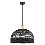 Подвесной светильник с округлым абажуром из черного ротанга Wicker Furniture варинант исполнения - 2 | Loft Concept в Ульяновске