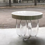 Дизайнерский журнальный стол на 3-х овальных прозрачных ножках Tukutic варинант исполнения - 2 | Loft Concept в Ульяновске