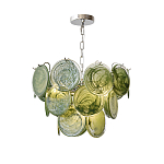 Люстра из зеленых стеклянных дисков с перламутровым эффектом Green Glowing Glaze варинант исполнения - 7 | Loft Concept в Ульяновске
