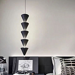 Подвесной светильник светодиодный в виде ряда черных металлических конусов  Herringbone варинант исполнения - 5 | Loft Concept в Ульяновске