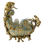 Чаша голубого цвета с оранментом и и бронзовыми фигурами леопардов Eden Garden варинант исполнения - 2 | Loft Concept в Ульяновске