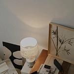 Настольная лампа с принтом на белом тканевом абажуре Roof Garden Lamp варинант исполнения - 7 | Loft Concept в Ульяновске