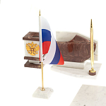 Настольный письменный набор из мрамора и лемезита с гербом и флагом России Marble Accessory варинант исполнения - 3 | Loft Concept в Ульяновске