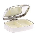 Таблетница карманная прямоугольная на 2 отделения с зеркалом и накладкой из натурального камня Лазурит Silver Stone Pillboxes варинант исполнения - 3 | Loft Concept в Ульяновске