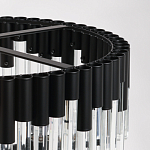 Люстра круглая из матового черного металла с подвесками из прозрачных стеклянных трубок Noir Tubes варинант исполнения - 9 | Loft Concept в Ульяновске