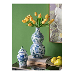 Ваза фигурная с сине-зелеными узорами распустившихся цветов Blossoming Spring варинант исполнения - 4 | Loft Concept в Ульяновске