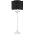 Настольная лампа с декором в виде белого цветка магнолии на каркасе и черным абажуром White Magnolia варинант исполнения - 3 | Loft Concept в Ульяновске