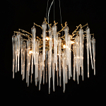 Люстра золотого цвета с декоративными ветками и длинными прозрачными стеклянными подвесами в форме сосулек Droplet Chandelier варинант исполнения - 3 | Loft Concept в Ульяновске