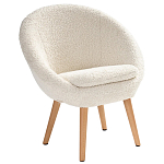 Кресло на деревянных ножках с обивкой из ткани букле Aldo Boucle Armchair варинант исполнения - 1 | Loft Concept в Ульяновске