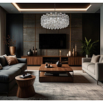 Круглая люстра с хрустальными подвесками на серебряном каркасе Gorgeous Crystal Light варинант исполнения - 12 | Loft Concept в Ульяновске