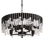 Люстра круглая из матового черного металла с подвесками из прозрачных стеклянных трубок Noir Tubes варинант исполнения - 1 | Loft Concept в Ульяновске