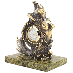 Часы настольные бронзовые в виде русалочки из натурального камня Змеевик Mermaid Stone Clock варинант исполнения - 2 | Loft Concept в Ульяновске